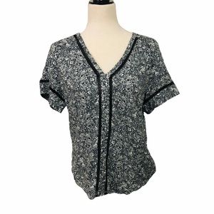Hinge Black and White Floral Blouse NWOT